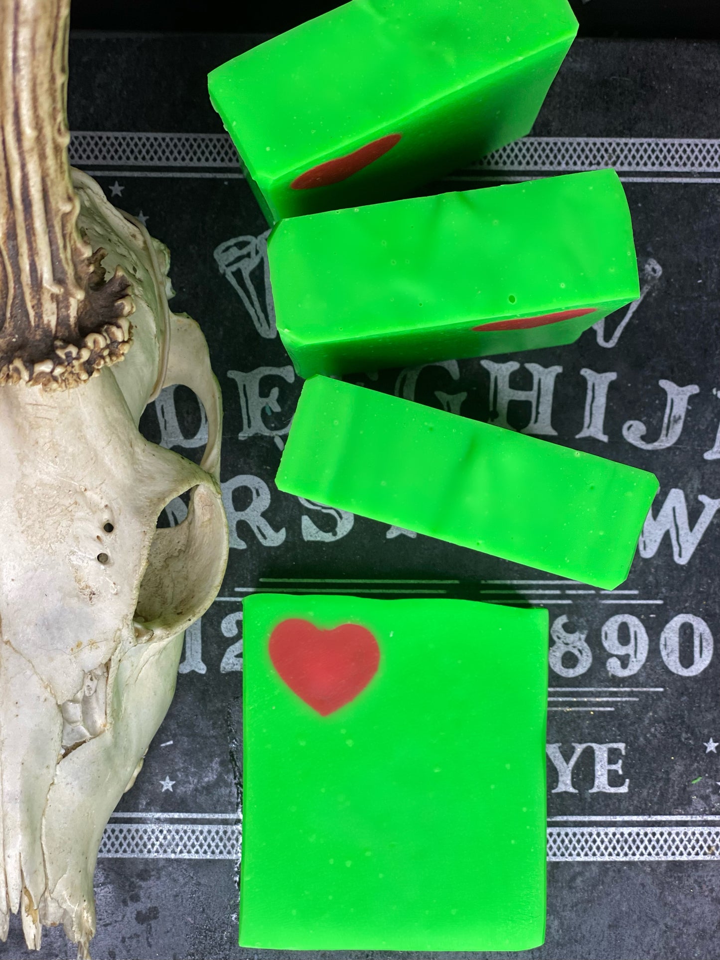The Grinch inspired Green Glow in the Dark Apple and Sage Holiday Christmas Bar Soap