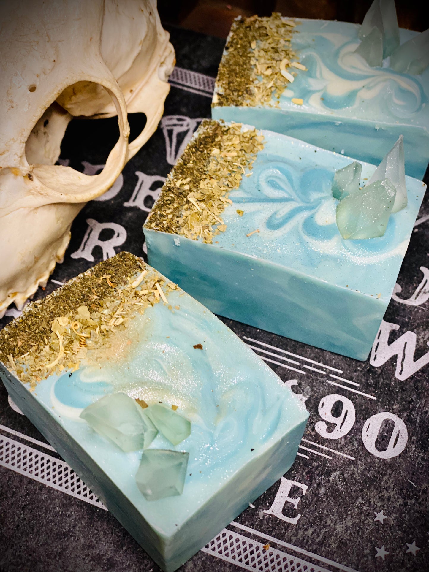 ONE LEFT “Fresh to Death” crystal bars Tea Tree Oil and Rosemary Oil All Natural Bar Soap with Dried Peppermint and Nettle