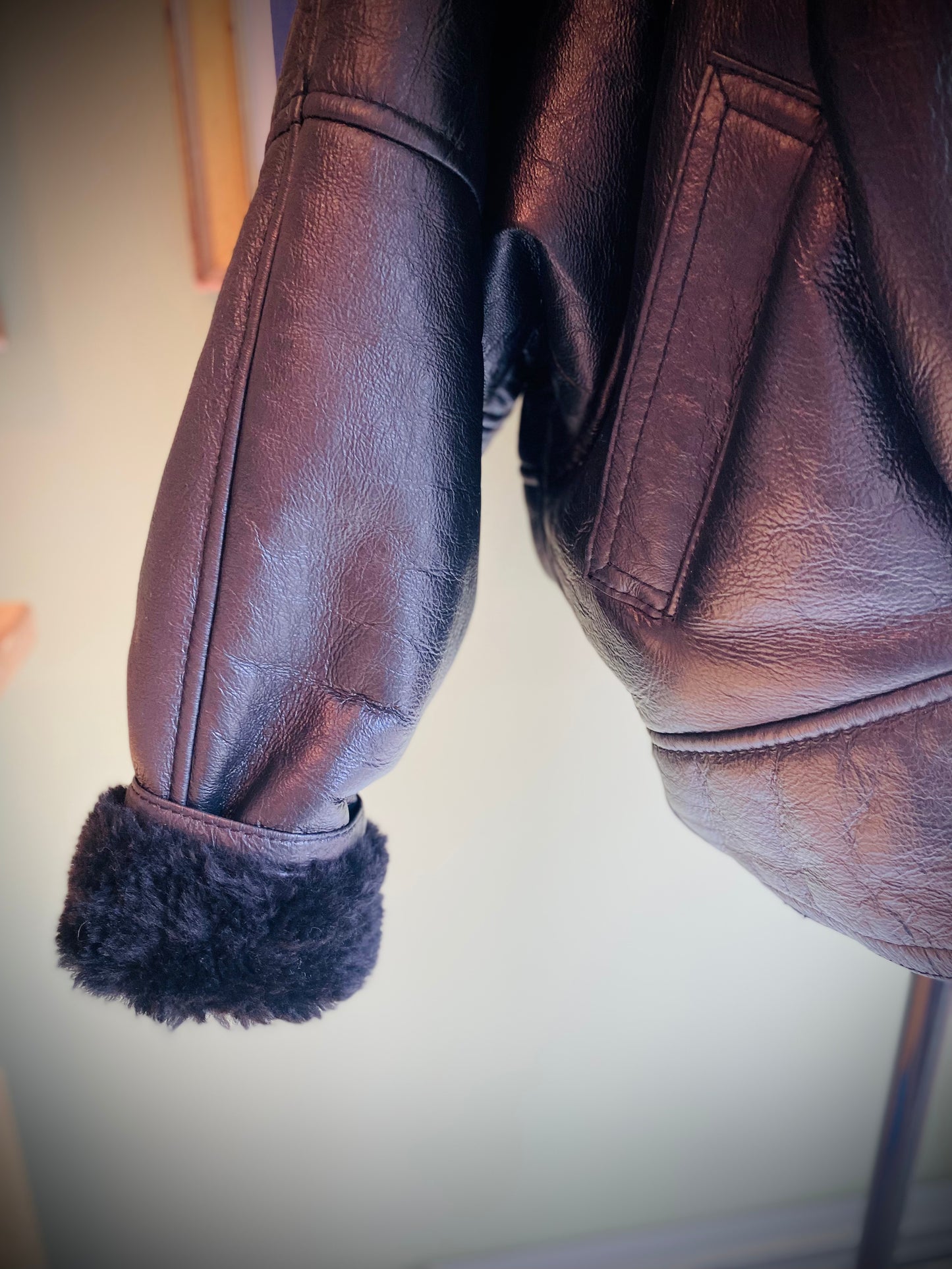 Andrew Marc Black 80's 100% Shearling Cropped Jacket
