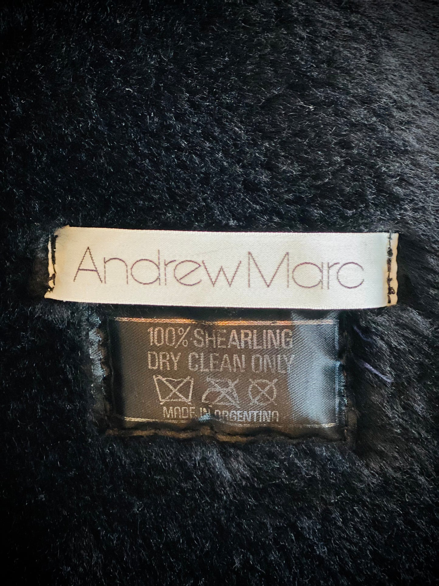 Andrew Marc Black 80's 100% Shearling Cropped Jacket
