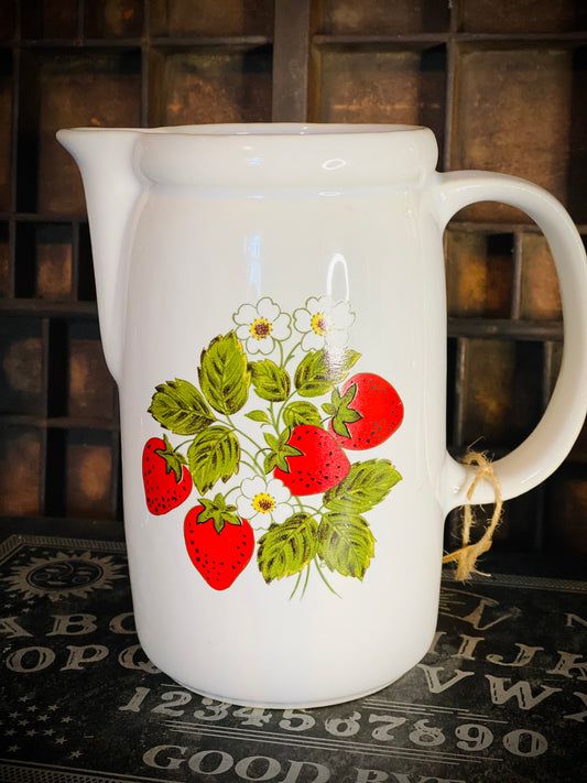 Vintage McKoy Strawberry Pitcher w/ Mugs each sold separately